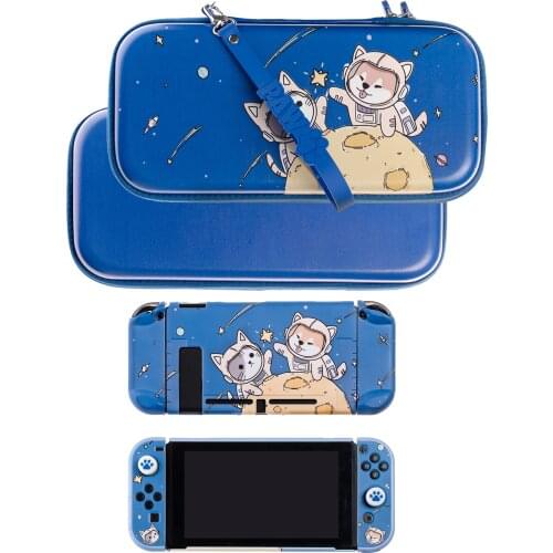 Hard Shell Game Cards Storage Bag+Thumb Stick Grip Cap for Nintendo Switch NS Joy-Con Protective Case Crystal Cover Housing Skin