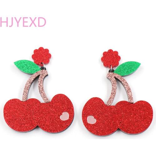 1pair) HP021 Cherry Dangle Earring Summer Earrings Laser Cutout Glitter Acrylic Earrings