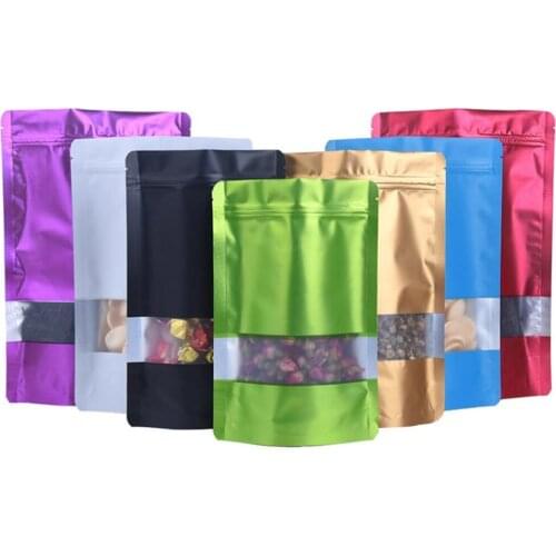 100pcs Aluminum Foil Bag Zip Lock Storage Bags For Food,Tea,Snacks,Candy Packaging Zipper Bags