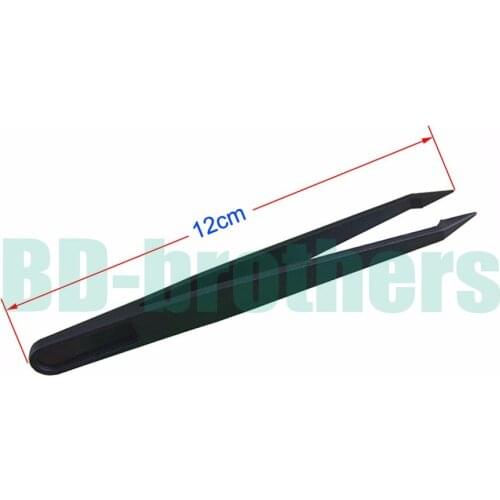 12cm Black Plastic Tweezers Tongs Straight Head Tweezer Curved DIY Tool for Phone Repair 1000pcs/lot