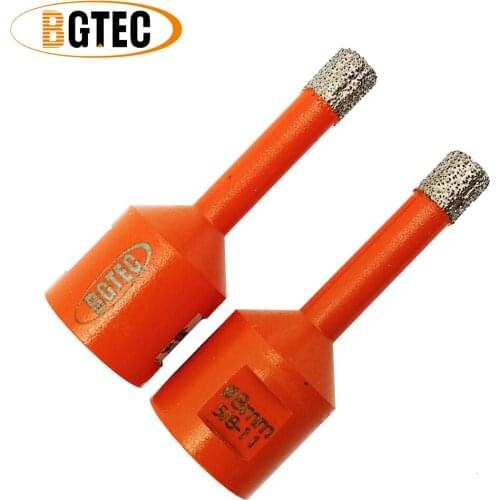 BGTEC 2pc 8mm Vacuum brazed diamond Dry drilling core bits 5/8-11 connection 5/16" Drill bits for porcelain tile granite