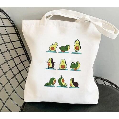 2021 Shopper Avocado Yoga lovely Printed Tote Bag women Harajuku shopper handbag girl Shoulder shopping bag Lady Canvas Bag