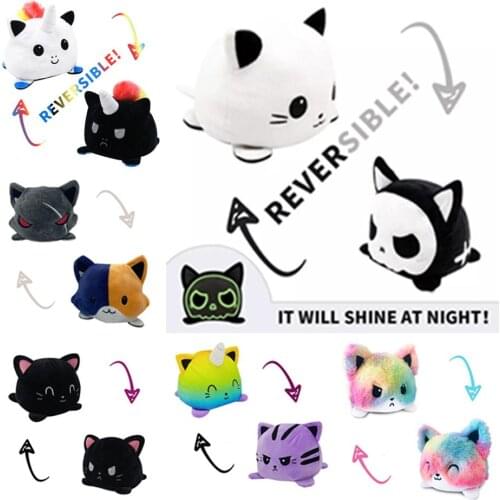 25Funny Plush Reversible Cat Gato Kids Plushie Plush Animals Unicorn Double-Sided Flip Doll Cute Toys For