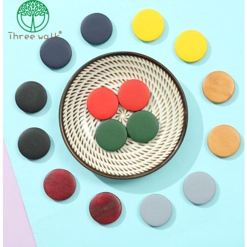 50pcs Mixed Color Flat Wood Round Beads 15-30mm DIY Wood Chips Circles Wood Discs Wooden Tags Labels