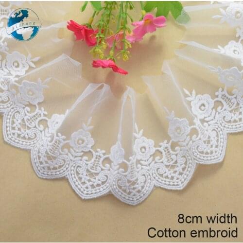 8cm width Cotton embroid lace sewing ribbon guipure lace african lace fabric trim warp knitting DIY Garment Accessories#2640