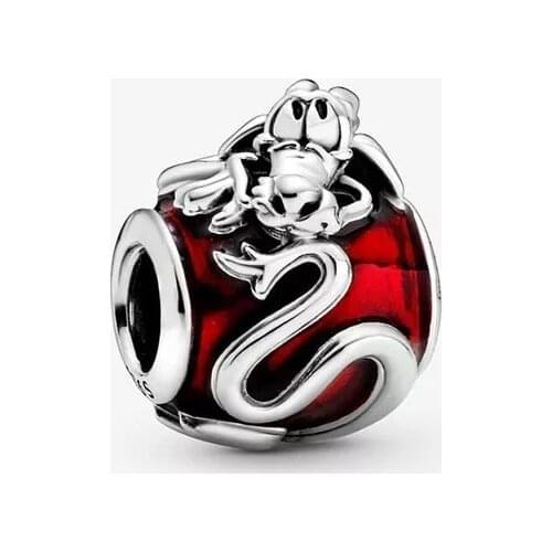 925 sterling silver enamel round bead dragon charm fit bangle bracelets bracelets & bangle accessories making for women jewelry