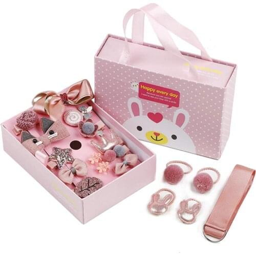 18PCS Baby Girls Hair Accessories Gift Set Lovely Clips, Hair Tie, Claw Clip, with hanger for Girls Toddlers Kids Head Ornament