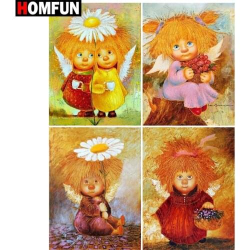 HOMFUN Full Square/Round Drill 5D DIY Diamond Painting "Cartoon girl flower" 3D Embroidery Cross Stitch 5D Home Decor Gift