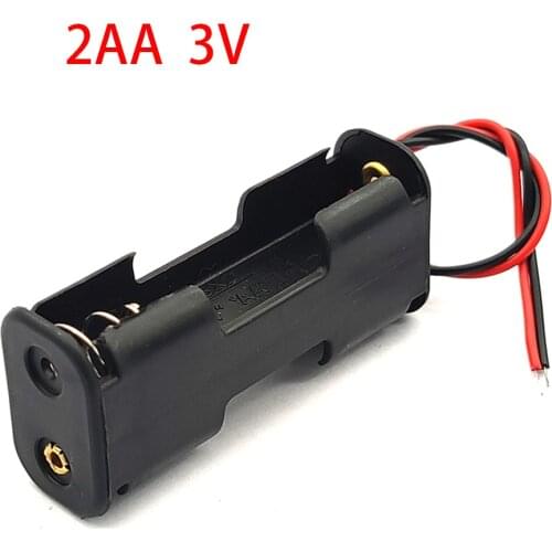 AA 3V Battery Clip Slot Battery Storage Holder Battery Box Case 2*AA Batteries Stack With Line