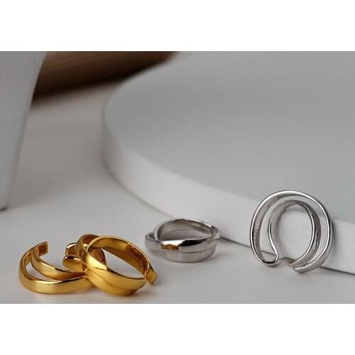 No pierced) ONLY 1PC 10MM Authentic 925 Sterling silver White/ Gold Multi-Circles Cross Geometric Clip Earrings TLE1039