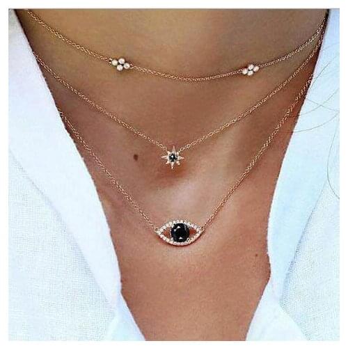 Black Stone Gold Necklace 19071005