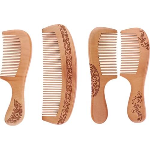 Wood Fine Tooth Anti-static Mahogany Comb Scalp Massage Wooden Combs