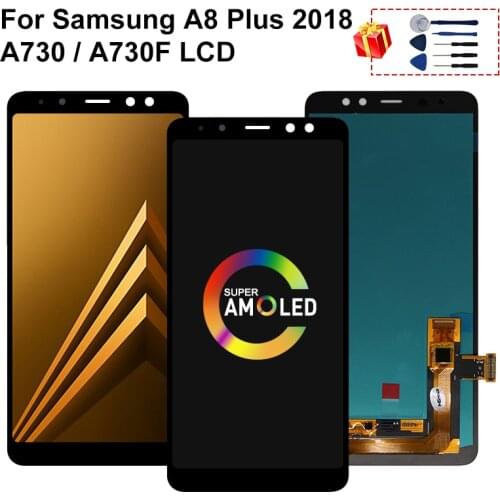Super AMOLED A8 Plus 2018 Display For Samsung Galaxy A730 LCD A730F SM-A730F Display Touch Screen Digitizer Replacement Parts