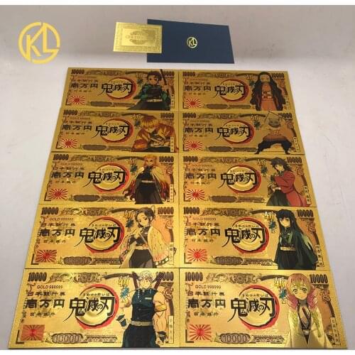10 types Anime Demon Slayer Kamado Tanjirou Action Figure Agatsuma Zenitsu Nezuko Prop Gold Banknote for fans christmas gift