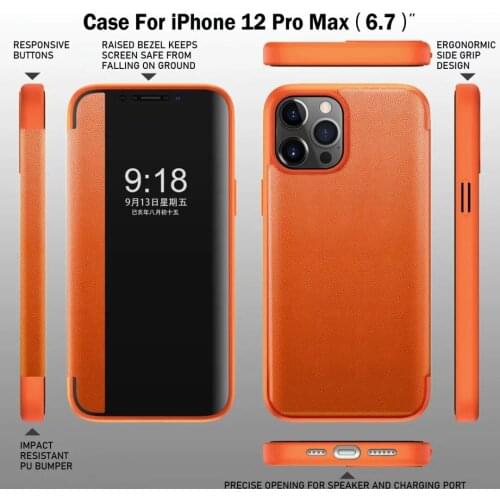 Smart View Flip Case For iPhone 12 Pro Max 12Pro Mini 11 XS XR SE 2020 7 8 Plus Cover PU Leather Full Protective Holder Funda