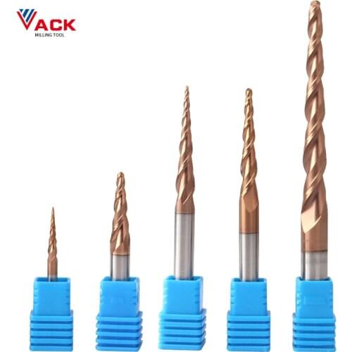 VACK Tungsten Cobalt Alloy Ball Nose Tapered End Mill Router Bits cnc Taper Wood Metal Milling Cutter 4mm 6mm Ball Nose End Mill