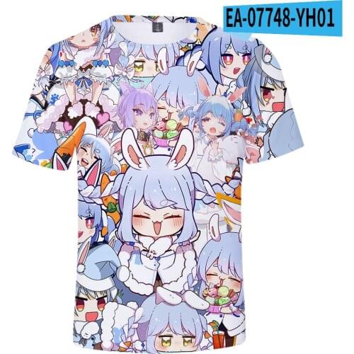 HOLOLIVE Vtuber Usada Pekora 3D summer comfortable T-shirt loose short-sleeved casual all-match neutral T-shirts tops