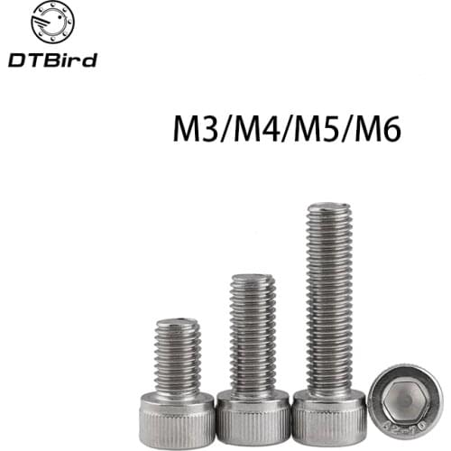 M3/M4/M5/M6 DIN912 304 Stainless Steel Hexagon Socket Head Cap Screws Inner Hex Socket Bicycle Bolt Metric Thread