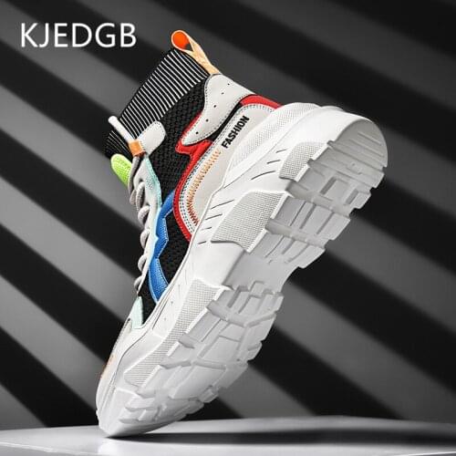 KJEDGB Brand New High-top Mens Casual Shoes Fashion Sneakers Lightweight Platform Socks Shoes Big Size 39-47 Male Footwear