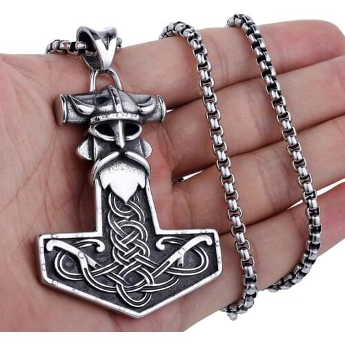 Punk Mens Horn Thors Hammer Pirate Captain Pendant Silver Color Tone 316L Stainless Steel Pendant HP463