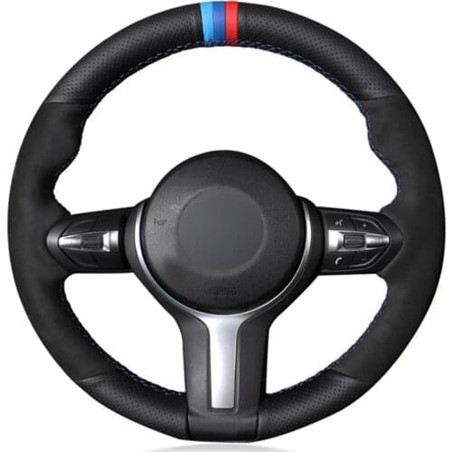 Car Steering Wheel Cover Black Genuine Leather Suede For BMW 1 Series F20 F21 M135i M140i M235i M240i X1 F48 X2 F39 X3 F25