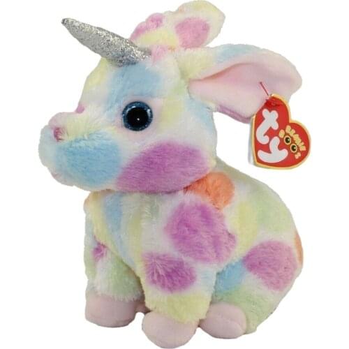 New 6" 15cm Ty Big Enchanted Glitter Eyes Rainbow Bunny Plush Stuffed Animal Collectible Doll Toy Christmas Gift For Kids