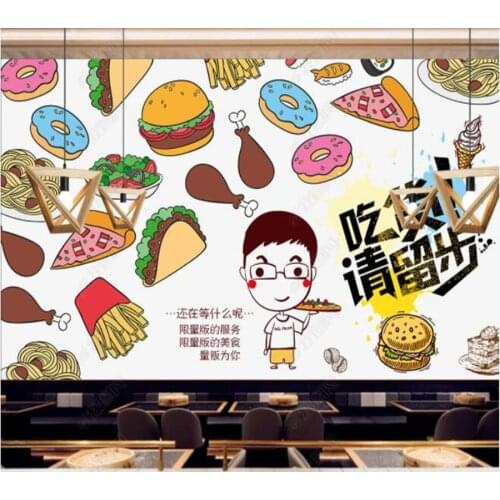 Papel de parede hand painted burger fast food restaurant western restaurant 3d wallpaper,beer house kitchen mural