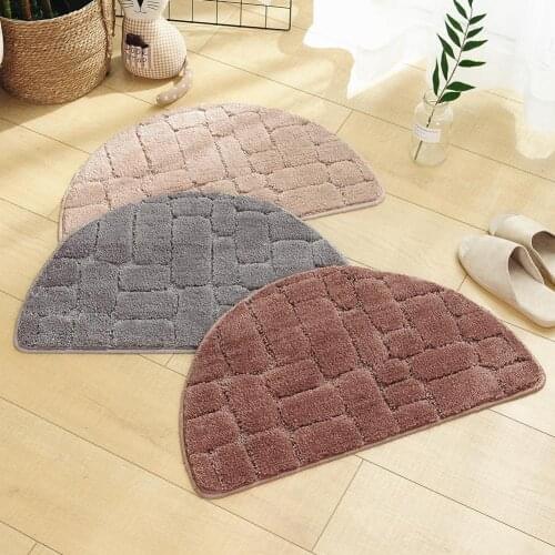 Solid Color Water Absorption Semicircular Bathroom Mat Door Floor Carpet Cushion