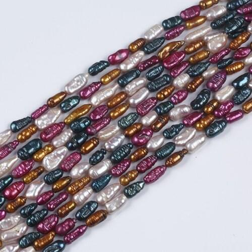 Wholesale Natural Freshwater Keshi Pearl 8-12mm Dyed Multi Color Bead Strand For Jewelry Making