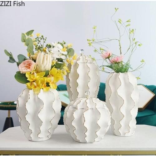 Gilded Carambola Flowers Vase Flower Pots Decorative Star Fruit White Vases Living Room Decoration Resin Flower Arrangement