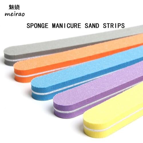 Straight Round Sponge Polishing Rub Double Polishing Strip Manicure Nail File Straight Round Sponge Polishing nails accessoires