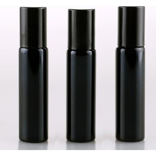 5ml Empty Refillable Thick Frosted Black Essential Oil Perfume Bottle With Metal Roller Ball LX5262