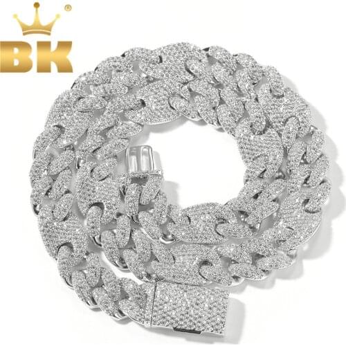 THE BLING KING Drop Shipping Luxury 15mm AAA Cubic Zirconia Copper Necklace Men And Women Link Chain Hiphop Jewelry