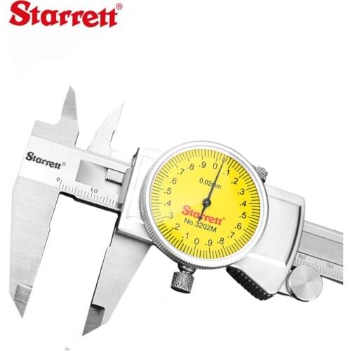 STARRETT 3201M 3202M Dial Caliper, Hardened Stainless Steel, 0-150/200/300mm Range, 0.01mm 0.02mm Graduation