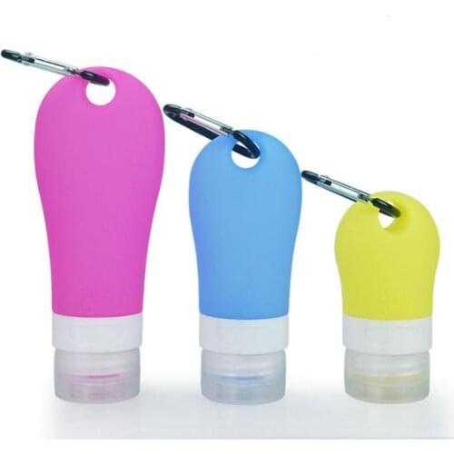 Silicone 38ML 60ML 80ML Reusable Portable Mini Size Travel Soap Bottle with Holder Hook Keychain SN3401