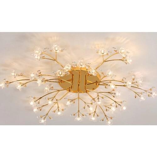 Nordic Lighting modern Fashion Living Room Led Ceiling Lamps Warm Romantic Girl Bedroom Flower Crystal Suction Roof Lights