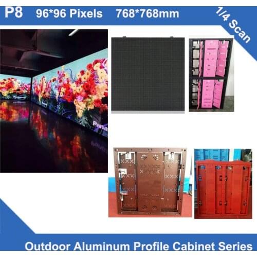TEEHO P8 Outdoor SMD3535 video led display aluminum profile cabinet 768*768mm 96*96dots rental LED panel screen video billboard