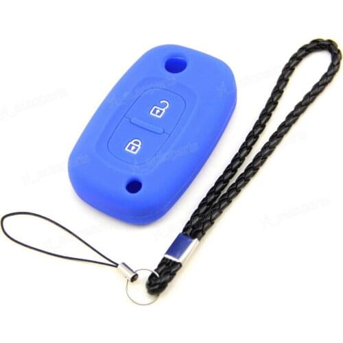 Dark Blue Silicone Case Cover For Renault Kangoo Modus Flip Remote Key 2 Buttons Koleos Samsung QM5