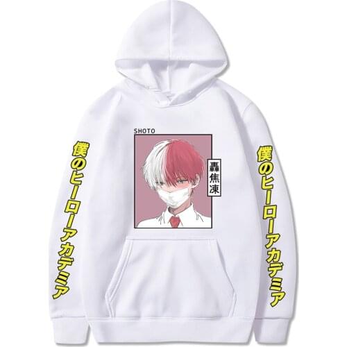 Anime My Hero Academia Hoodies Funny Cartoon Graphic Print Hooded Todoroki Shoto Pullover Men/women Causal Clothes Unisex