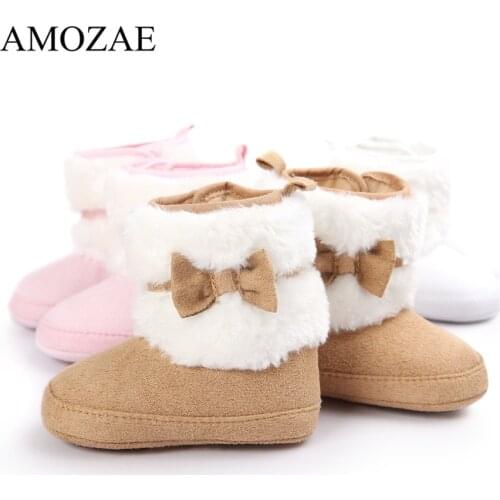 Unisex Baby Newborn Bow Boots Winter Warm Infant Toddler Cute Shoes Classic Floor Baby Boys Girl Frirst Walker Free Shipping