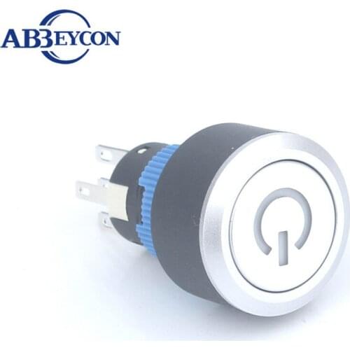 Waterproof 22mm Start Power Symbol Illumination Momentary Plastic Push Button Power Switch With Led Symbol Pin Terminal Switch