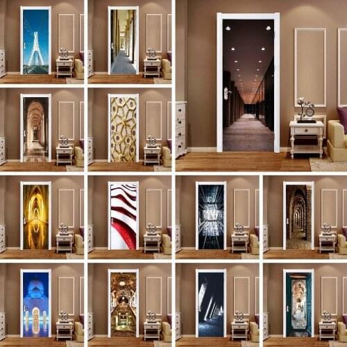 Taj Mahal Landscape Waterproof Wallpaper PVC Poster Home Decor Decal Poster 3D Door Stickers Print Picture For Bedroom Paste