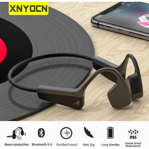 Xnyocn Bone Conduction Earphone Bluetooth Wireless Sports Headphones IP56 Headset Stereo Hands-Free Wire Control With Microphone
