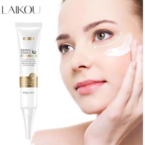 LAIKOU Ginseng Snail Eye Cream Niacinamide Whitening Hydrating Remove Dark Circles Anti Aging Eye Bags Puffiness Fades Fine Line
