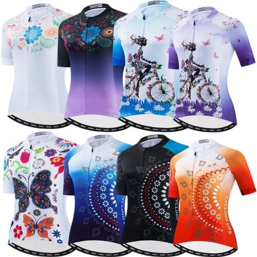 Women Pro Team Cycling Jersey Short Sleeve Clothings Breathable Bike Jerseys Star Tree Bicycle Shirt Top