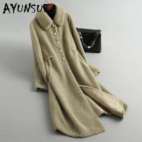 Real Fur Coat Women Winter Coat Women Clothes 2020 Mink Fur Collar Parka Real Fur Jacket Sheep Shearing Wool Jacket 19034 YY2350