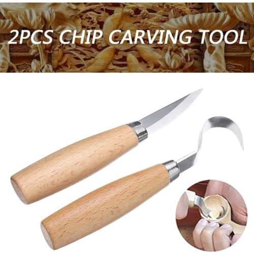 2Pcs Chip Carving Tools Wood Carving Chisel Woodworking Whittling Craft Cutter Chip Hand Tools Sets