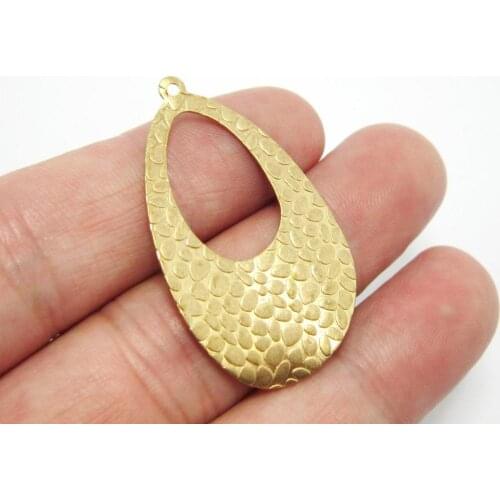 Brass drop pendant 38.5x22mm Blister Raw brass findings Boho earrings charms R923