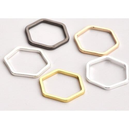 20 pieces / batch 12 * 1mm copper plated 5 colors closed hexagonal hollow pendant connector simple handmade pendant accessories