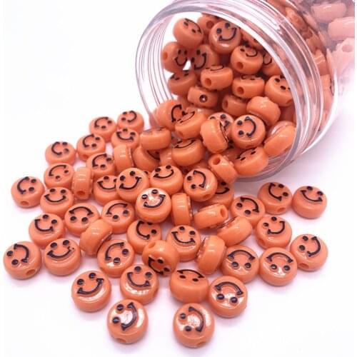 30pcs 10mm Orange Simulation Smiley face Acrylic Shape Spacer Beads For DIY Handmade Jewelry Accessories Make#05